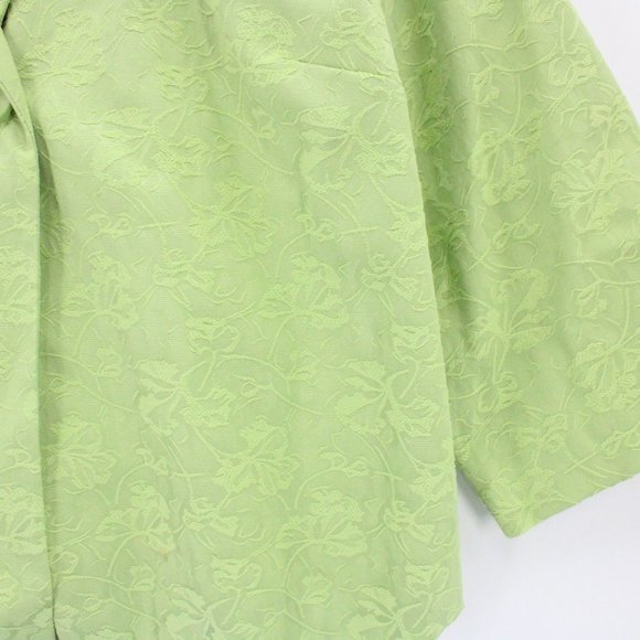 SilkLand Blazer Jacket Womens Light Green Floral Embroidered Lined Size XL - Picture 5 of 9